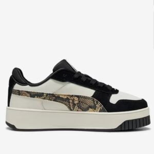 8.5 Puma Black and White Snakeskin Accent Sneakers